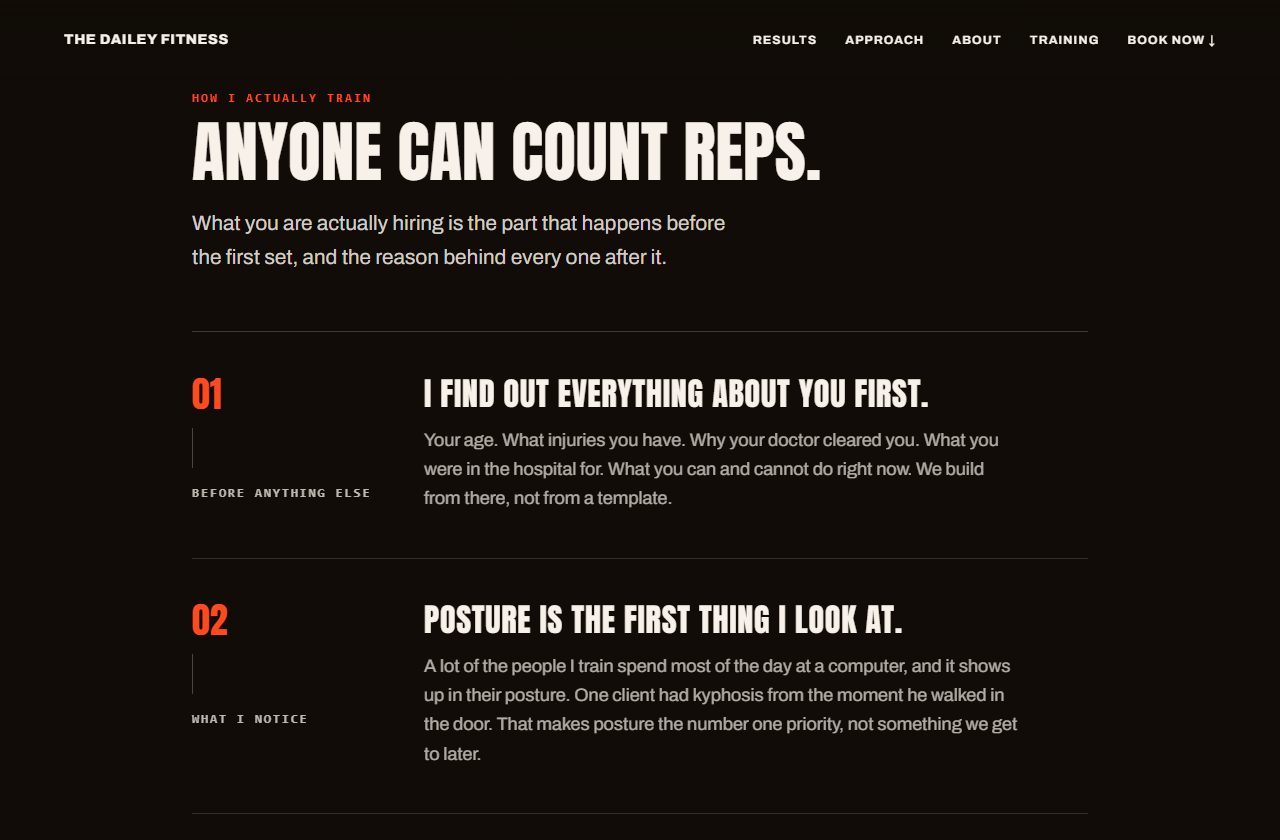 The Dailey Fitness training method section