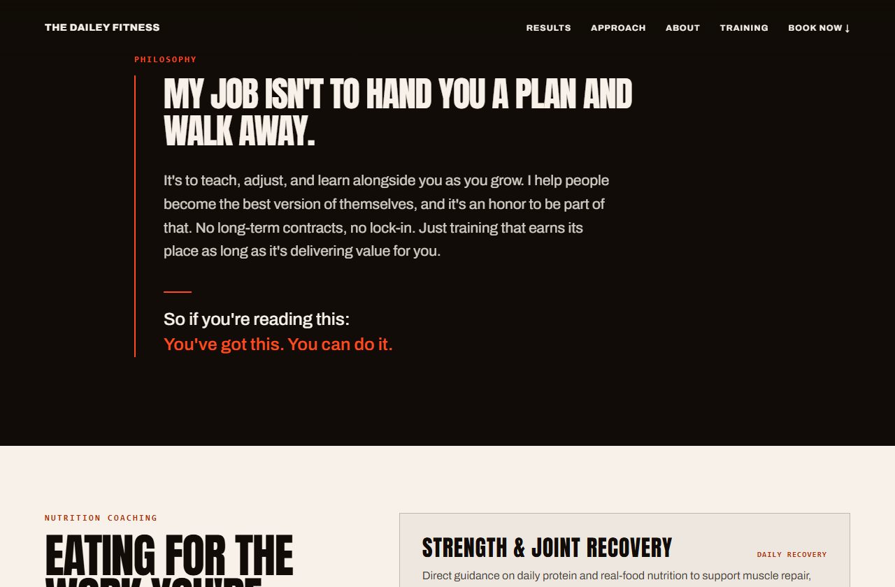 The Dailey Fitness philosophy section